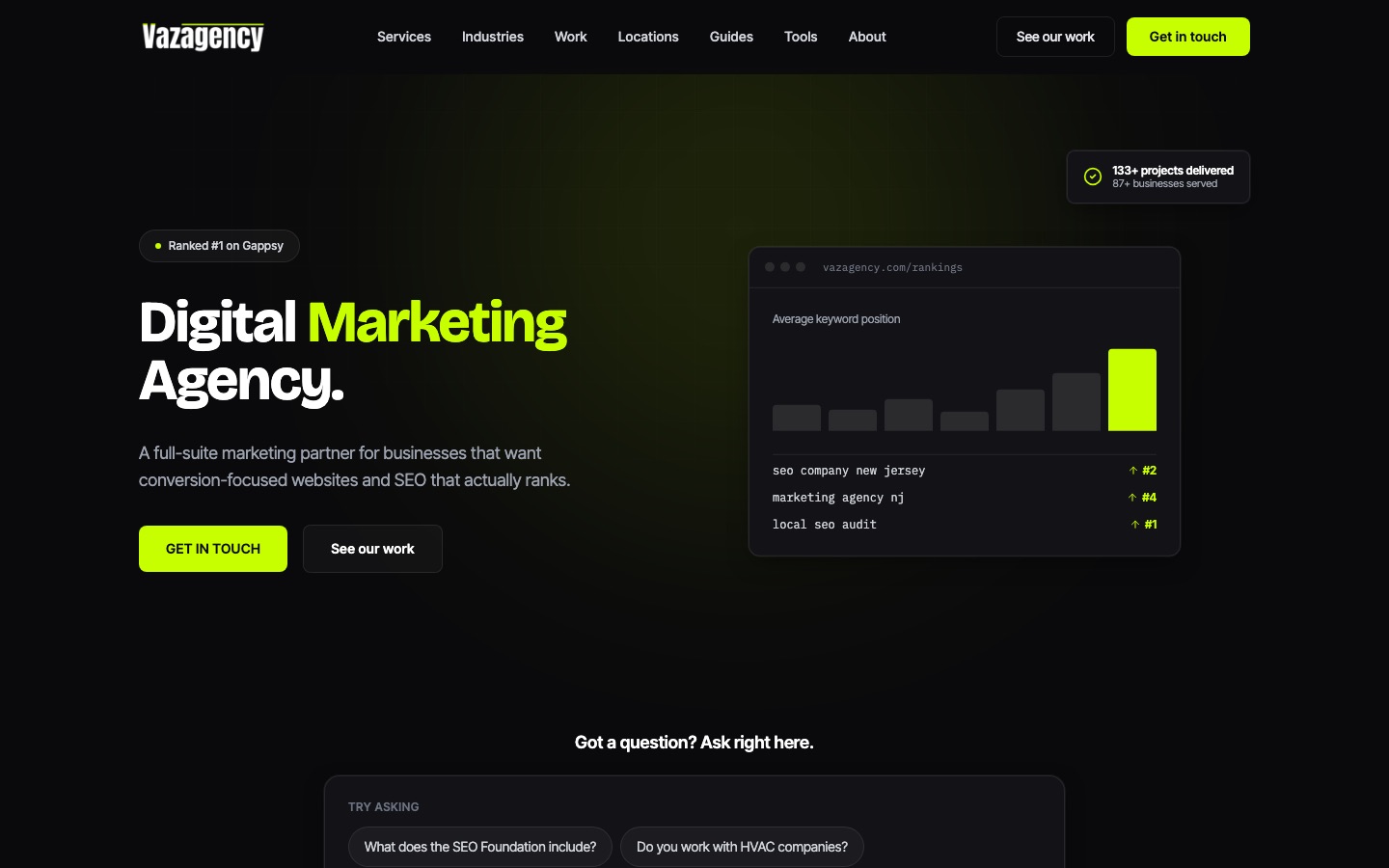 Vazagency-Startseite — Digitalmarketing- und Webdesign-Agentur